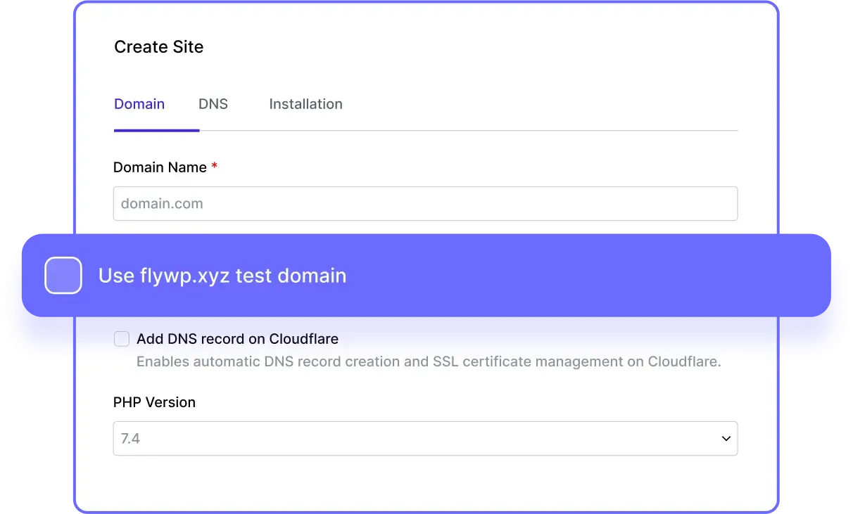 Creating unlimited test sites in FlyWP