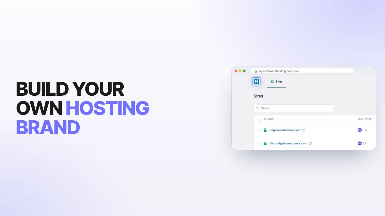 Build your own hosting brand: a FlyWP White Label dashboard under the Northwind Hosting brand