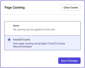 FlyWP page caching settings