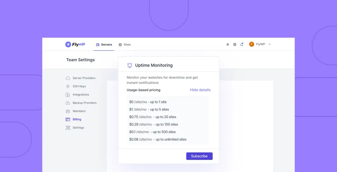 Introducing Uptime Monitor on FlyWP Feature Page Image