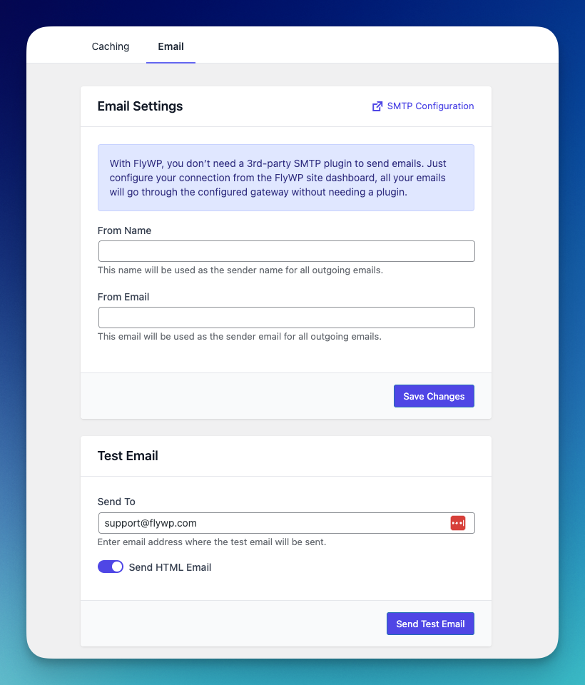 FlyWP Email Settings